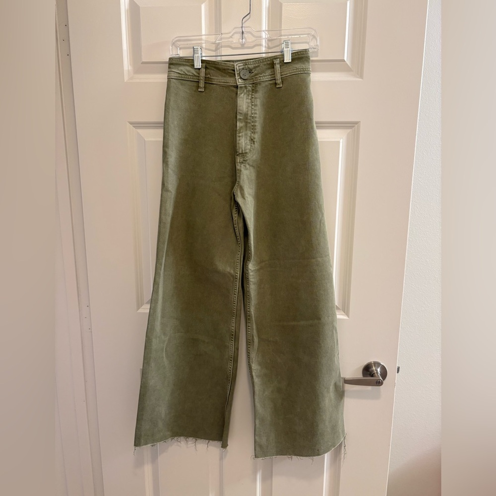 Zara Green Chinos Straight-Leg High-Waisted